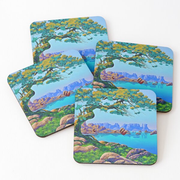 Item preview, Fantasy Poster, Flying Islands in Inland Sea, Surreal Art, Fantasy Landscape designed and sold by Artistic Gift Print.