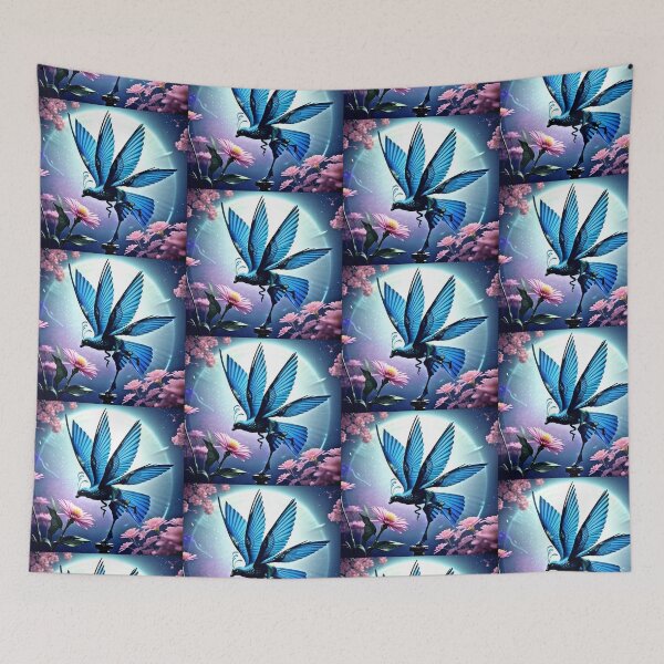 Item preview, Fantasy Blue Bird with Flowers designed and sold by Earth Nature Creations.