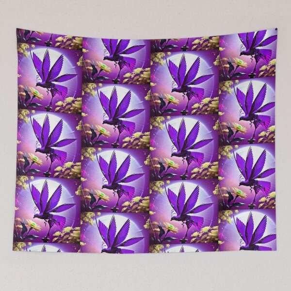 Item preview, Fantasy Purple Bird with Flowers designed and sold by Earth Nature Creations.