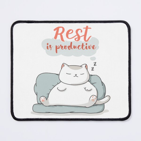 Item preview, Lazy Cat on Couch – Rest is Productive Cute Motivational Quote designed and sold by ThaiArtShop.