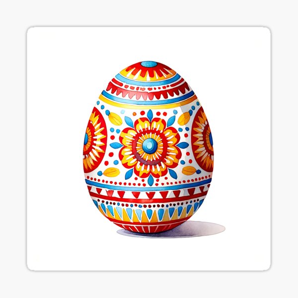 Item preview, A watercolor illustration of a traditional Ukrainian Easter egg pysanka designed and sold by Pug-In-Mug.