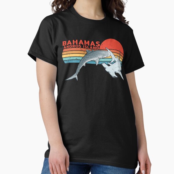 Vista previa del artículo con la obra «Tiburón tigre de Andros, Bahamas, tiburón martillo», diseñado y vendido por NicGrayGraphic.