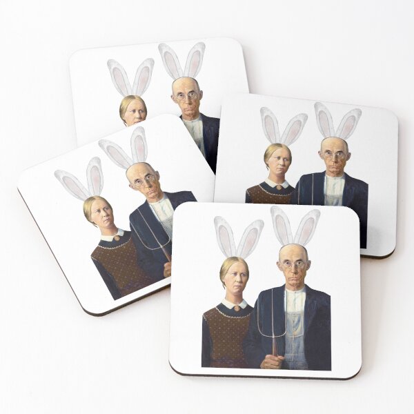 Item preview, Easter American Gothic Bunny Ears Art Original Design Farm Classic designed and sold by DogLover332.