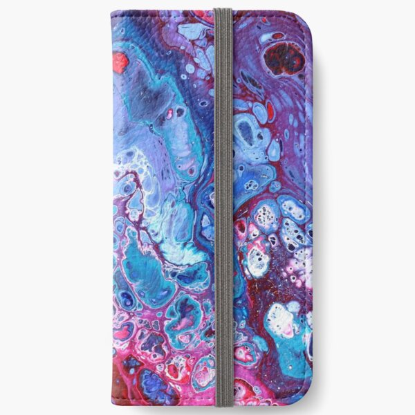 Blue and Purple Acrylic Pour iPhone Wallet