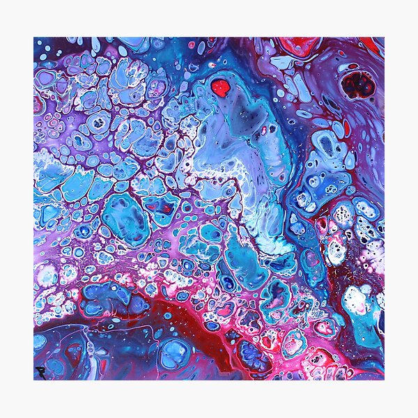 Blue and Purple Acrylic Pour Photographic Print