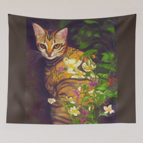 Item preview, Beautiful Abyssinian Cat in a Midnight Garden   designed and sold by Marymarice.
