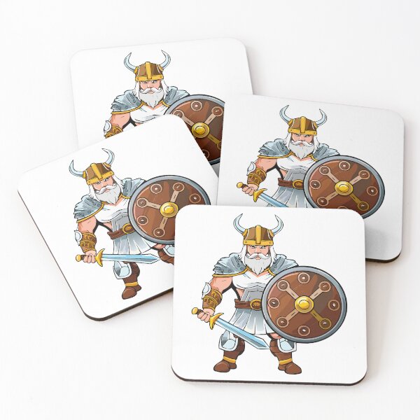 Item preview, Frowning angry Celtic warrior in a horned helmet, with shield and sword, Viking or Gallic warrior, designed and sold by Danler.