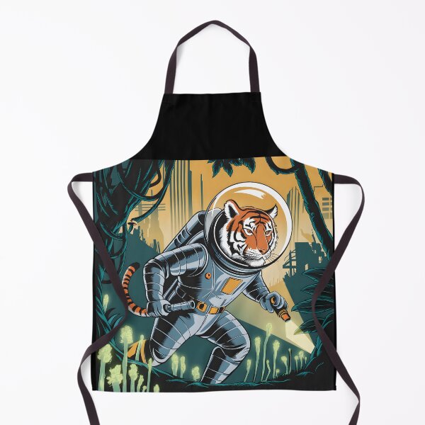 Item preview, Vintage Tiger Astronaut Exploring Alien Jungle designed and sold by Into The Rabbit Hole.