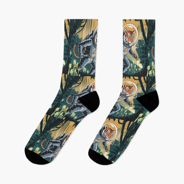 Item preview, Vintage Tiger Astronaut Exploring Alien Jungle designed and sold by Into The Rabbit Hole.