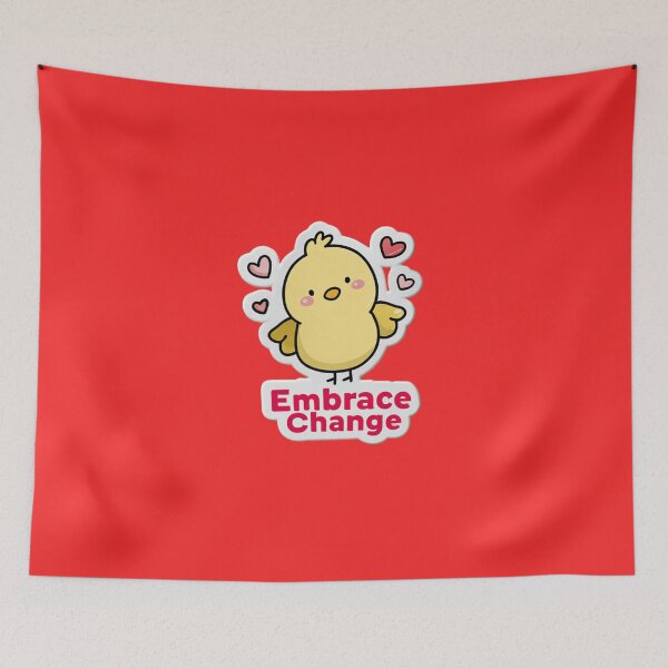Item preview, Embrace Change – Cute Yellow Chick with Hearts designed and sold by ThaiArtShop.
