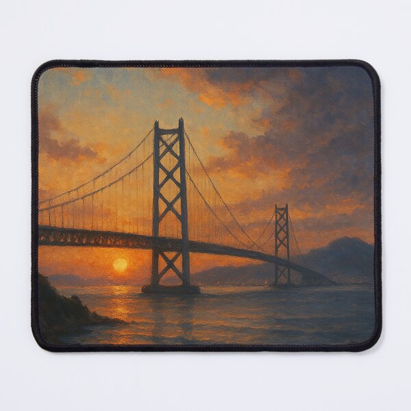Item preview, Akashi Kaikyō Bridge at Sunset – Gateway Over the Sea designed and sold by NihonKamonScape.