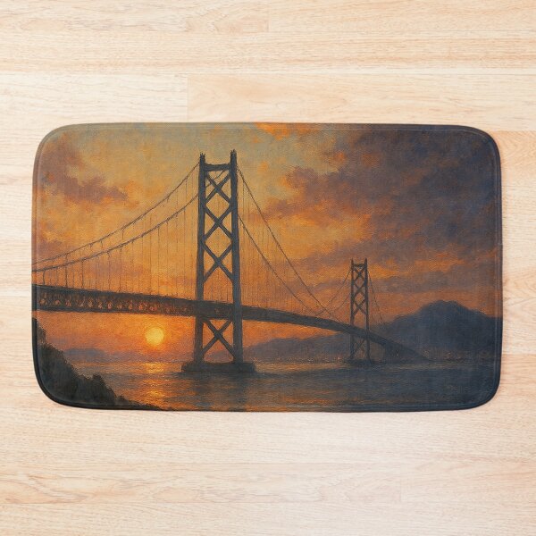 Item preview, Akashi Kaikyō Bridge at Sunset – Gateway Over the Sea designed and sold by NihonKamonScape.