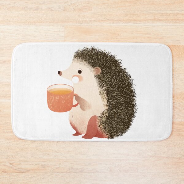 Item preview, Kawaii Hedgehog with Tea – Cozy Drink and Chill Vibes designed and sold by ThaiArtShop.
