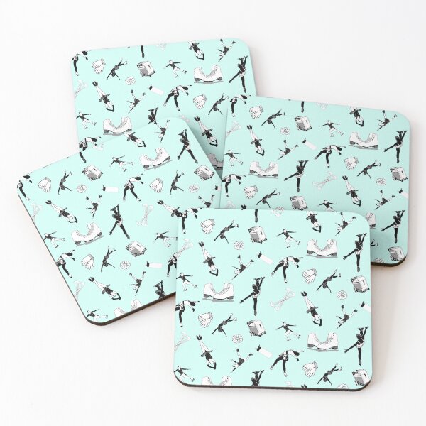 Item preview, Figure Skating Female Silhouettes and Accessories on Pastel Blue designed and sold by Purposely Designed.