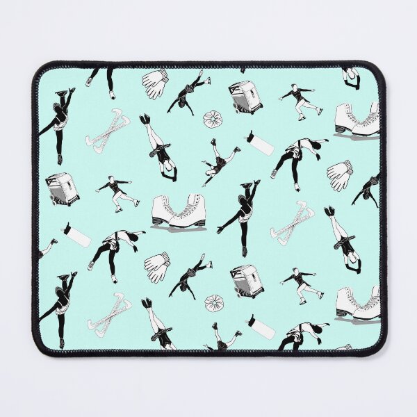 Item preview, Figure Skating Female Silhouettes and Accessories on Pastel Blue designed and sold by PD-Skating.