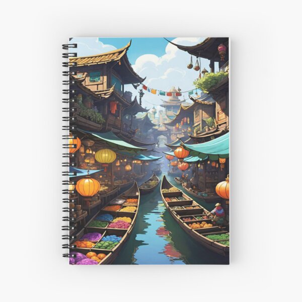 Vista previa del artículo con la obra «El mercado flotante», diseñado y vendido por Imaginscribe.