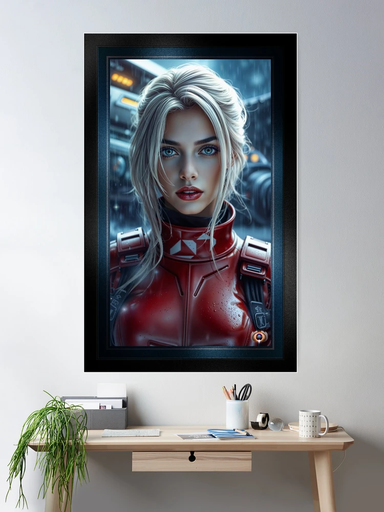 High Tech Portrait Of Flight Cadet Elisa Breadon AI Concept Art by Xzendor7 | An Alluring Beauty 2 High Tech Portrait Of Flight Cadet Elisa Breadon Striking AI Concept Art by Xzendor7 Room Decor Poster Art Print