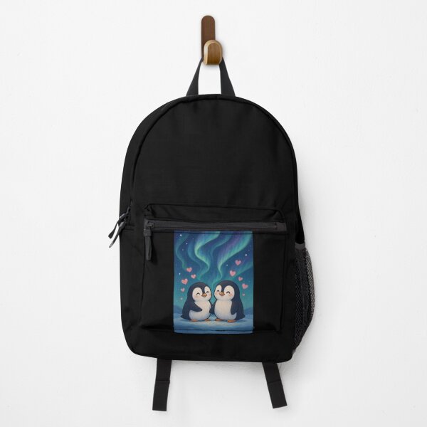 Item preview, two penguins in love looking at the northern lights designed and sold by SilentStyle.