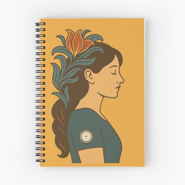 Item preview, Retrato floral de una mujer con sensor de glucosa designed and sold by Lacritsa .