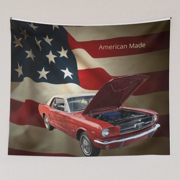 Item preview, An American Made Mustang on a Flag Backdrop designed and sold by Alaskandreamer.