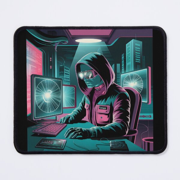Artikelvorschau, Retro Cyberpunk Neon Hacker Szene entworfen und verkauft von Into The Rabbit Hole.