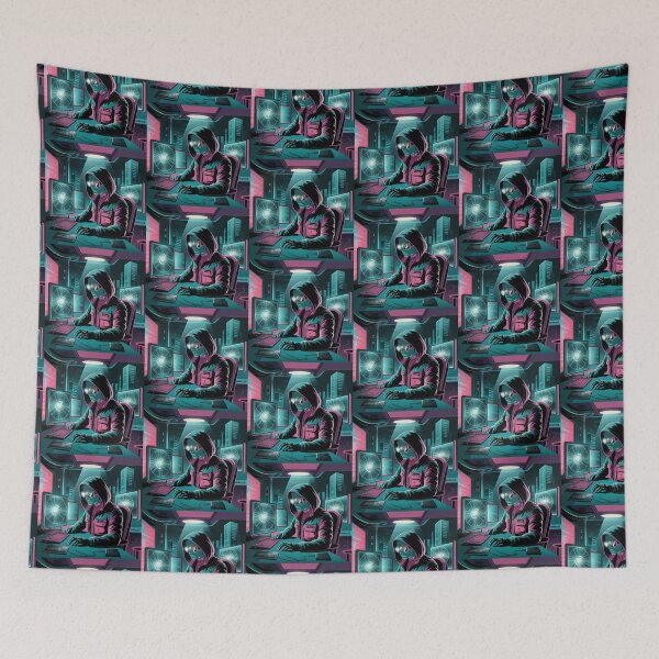 Item preview, Retro Cyberpunk Neon Hacker Scene designed and sold by Into The Rabbit Hole.