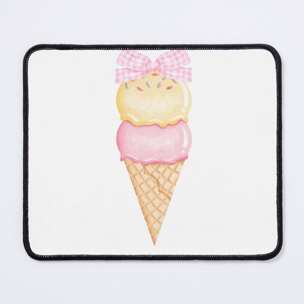 Item preview, Double Scoop Ice Cream Cone with Pink Gingham Bow – Coquette Watercolor Summer Art designed and sold by DivinePassion.