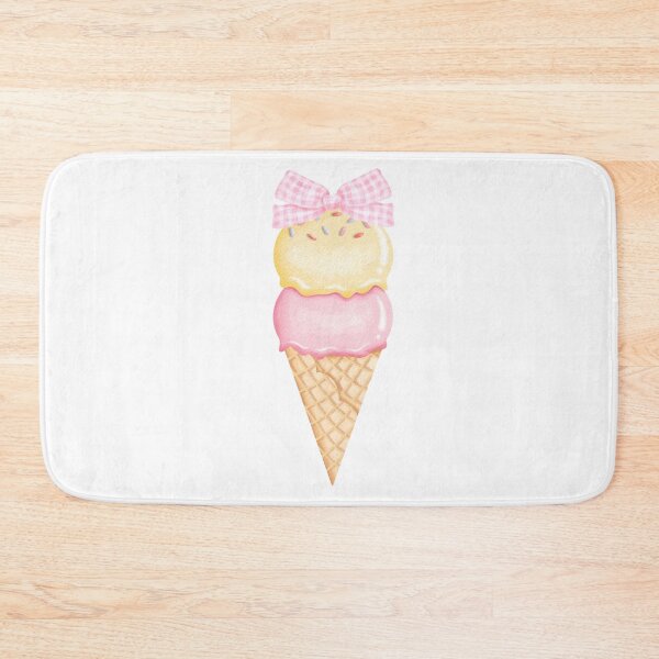 Item preview, Double Scoop Ice Cream Cone with Pink Gingham Bow – Coquette Watercolor Summer Art designed and sold by DivinePassion.