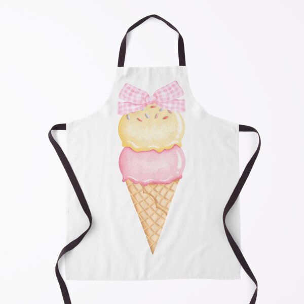 Item preview, Double Scoop Ice Cream Cone with Pink Gingham Bow – Coquette Watercolor Summer Art designed and sold by DivinePassion.