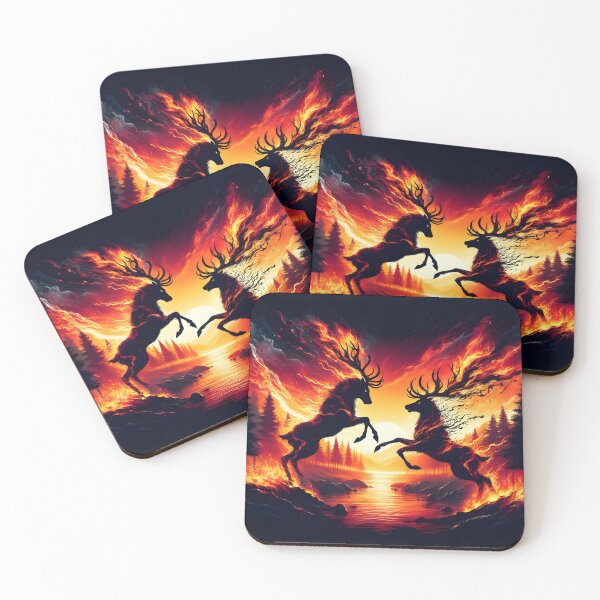Item preview, Fire Deer Fighting, Ai Generated Art   designed and sold by ACC .