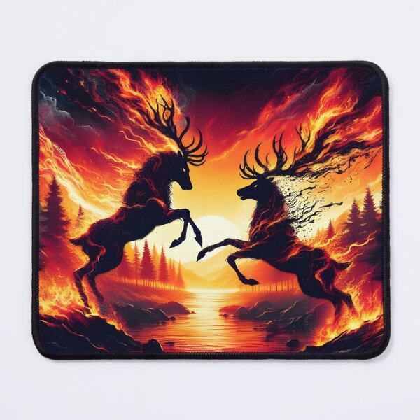 Item preview, Fire Deer Fighting, Ai Generated Art designed and sold by ACC .
