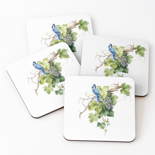 Item preview, Blue Jay and Grape Tree Design. designed and sold by TheMysticNook.