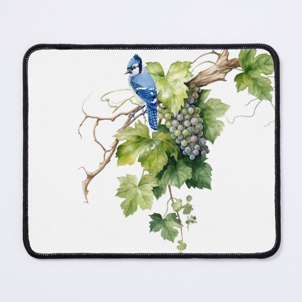 Item preview, Blue Jay and Grape Tree Design. designed and sold by TheMysticNook.