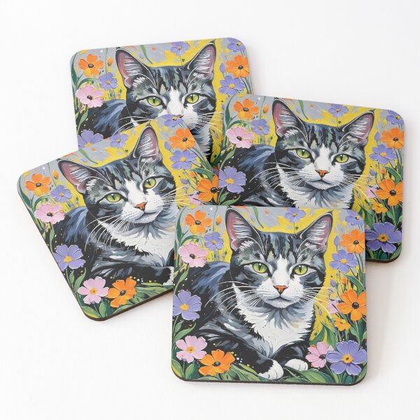 Aperçu de l'œuvre Colorful Cat in a Floral Fantasy 4K Painting créée et vendue par Keirnyx.