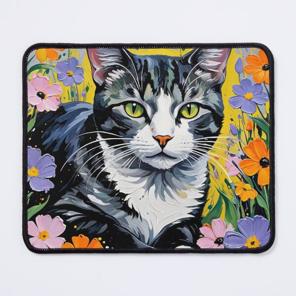 Item preview, Colorful Cat in a Floral Fantasy 4K Painting designed and sold by Keirnyx.