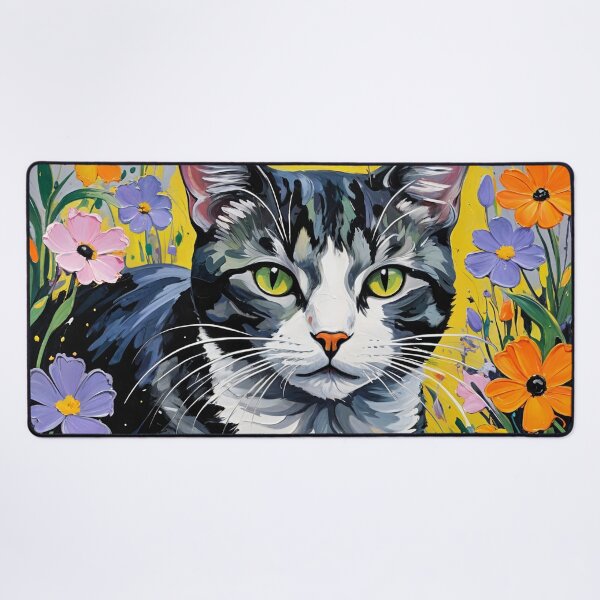 Item preview, Colorful Cat in a Floral Fantasy 4K Painting designed and sold by Keirnyx.