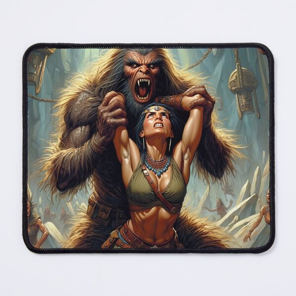 Item preview,  Evil Howler of the Pit Hunter Native American woman fantasy art graphic comic book illustration art designed and sold by Vintage Designs +.