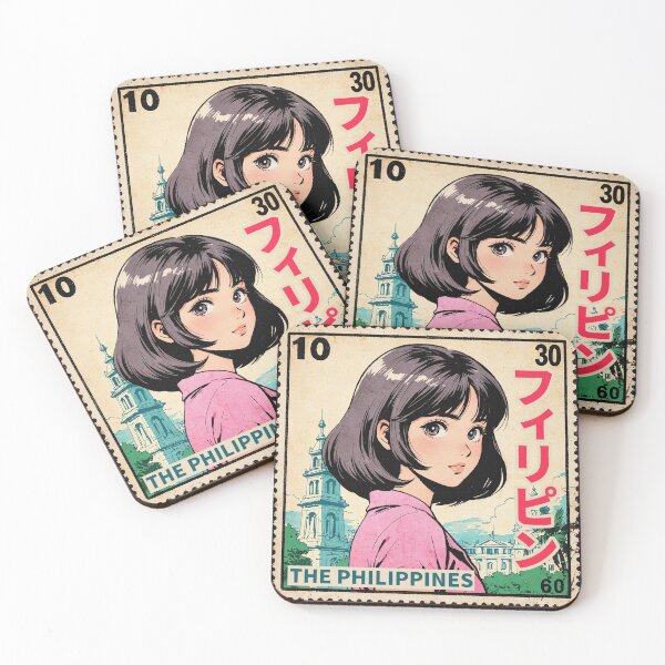 Item preview, The Philippines Country Pretty Anime Girl 80s Retro Aesthetic Vintage Cultural Postage Stamp designed and sold by onlyanimevibes.