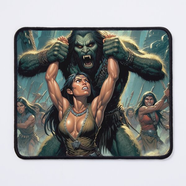 Item preview,  Evil Howler of the Pit Hunter Native American woman fantasy art graphic comic book illustration art designed and sold by Vintage Designs +.