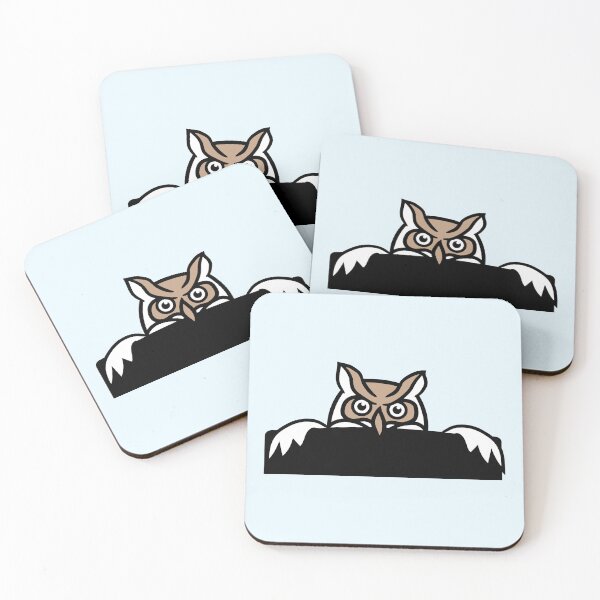 Item preview, Owl hiding behind wall fence wall sign funny cute designed and sold by shirt-o-mat.