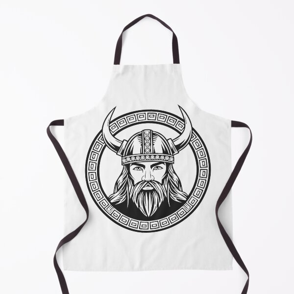 Item preview, Black and white portrait of a frowning angry Celtic warrior in a horned helmet, Viking or Gallic warrior, designed and sold by Danler.