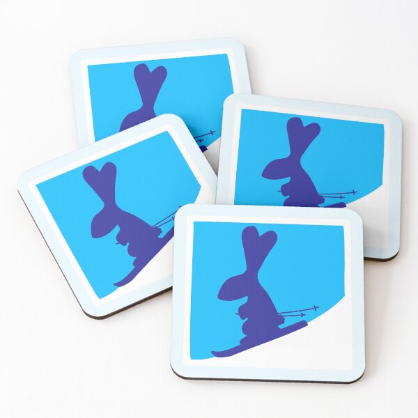 Item preview, Bunny Ski Rabbit Skiing Red Blue Skiing Snow Logo designed and sold by shirt-o-mat.
