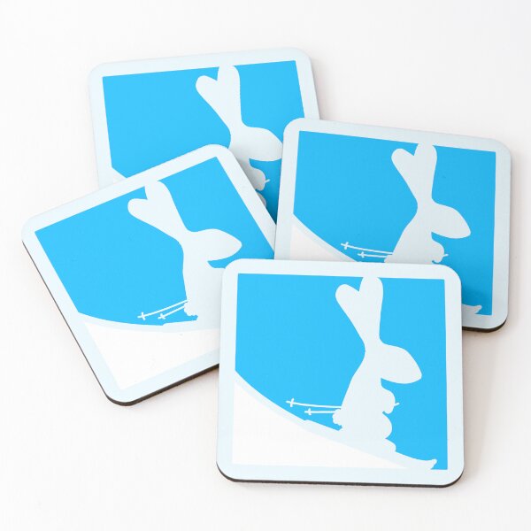 Item preview, Bunny Ski Rabbit Skiing Red Blue Skiing Snow Logo designed and sold by shirt-o-mat.