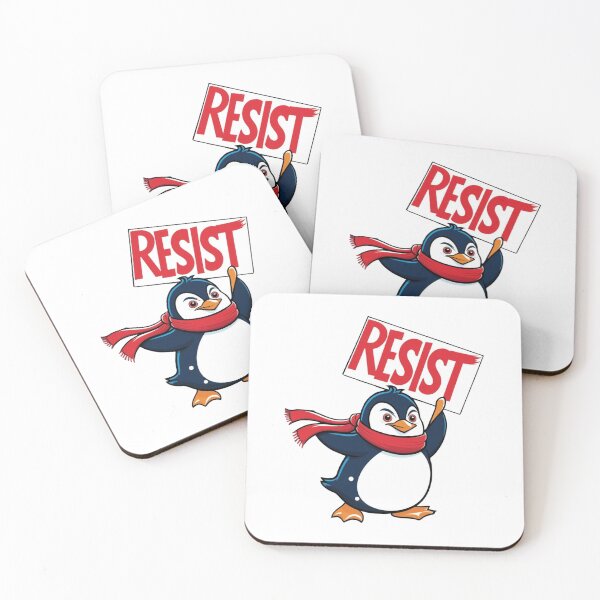 Item preview, Resist Penguin Rebel Bird with Flag and Red Headband designed and sold by ArtDesignTp.