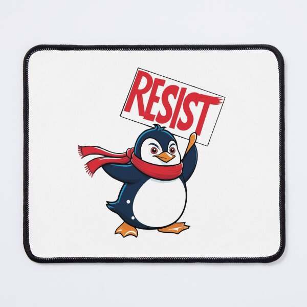 Item preview, Resist Penguin Rebel Bird with Flag and Red Headband designed and sold by ArtDesignTp.