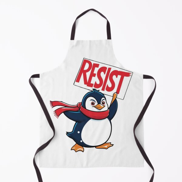Item preview, Resist Penguin Rebel Bird with Flag and Red Headband designed and sold by ArtDesignTp.