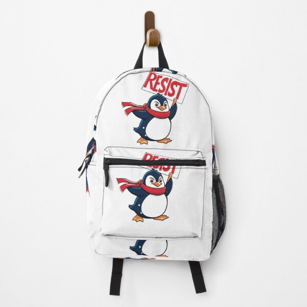 Item preview, Resist Penguin Rebel Bird with Flag and Red Headband designed and sold by ArtDesignTp.