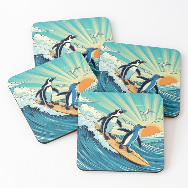 Item preview, Cute penguins surfing the sea designed and sold by Dogandesighn.