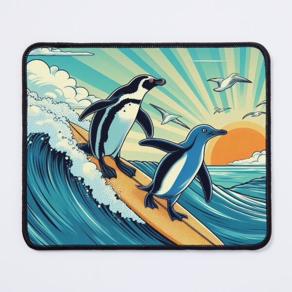Item preview, Cute  penguins surfing the sea designed and sold by Dogandesighn.