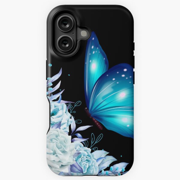 Item preview, Blue Butterfly with Icy Floral Elegance - Phone Case designed and sold by Eden Echo.